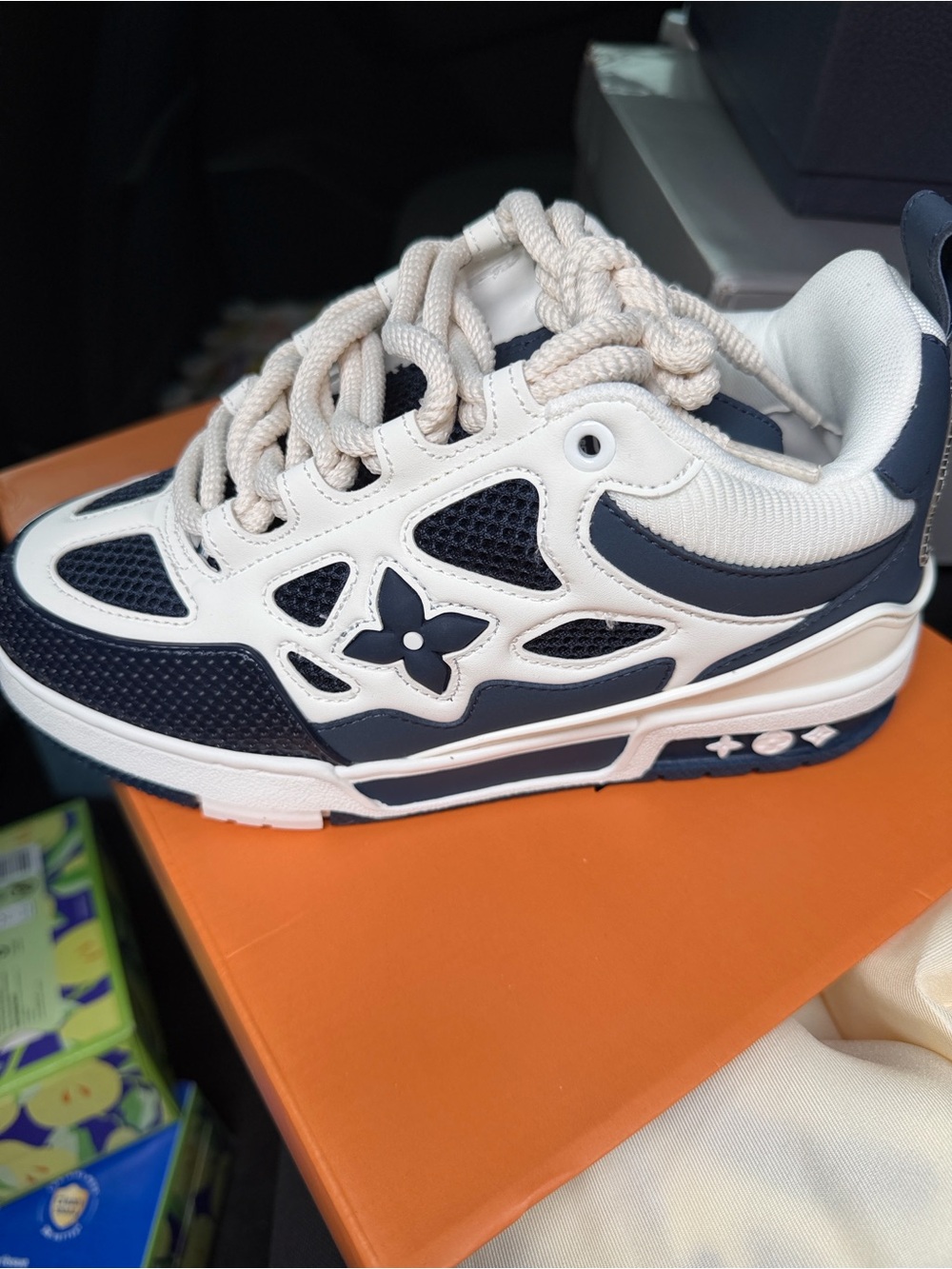 Louis Vuitton Navy and Cream Men's Athletic Sneakers